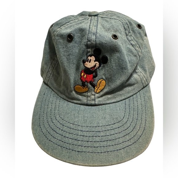 Disney Other - Vintage Walt Disney World Denim Cotton Strap Back Mickey Mouse Baseball Hat OS